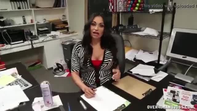 Mature latina hanjob at the office