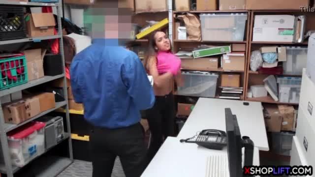 Tiny latina teen suspected and fucked by a security guard