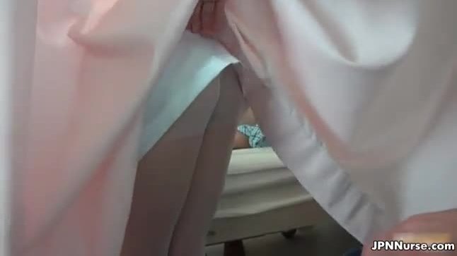 Sexy asian nurse sucks on a cock