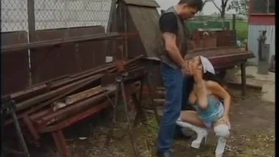 Sexy farmer with nice boobs doggystyle fucked