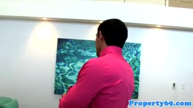 Amateur realtor gagging on client cock