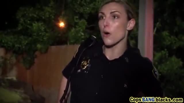 Threesome fucking with two female cops and big black cocked dude