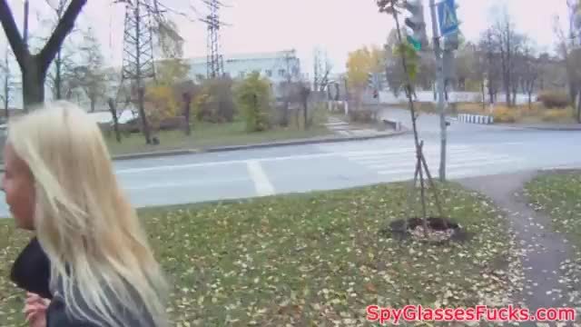 Pulled babe sucks cock and gets fucked