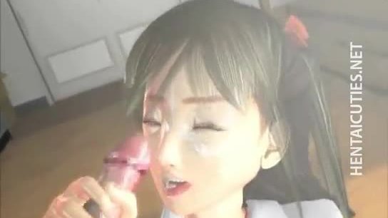 Sexy 3d hentai babe eat two dicks