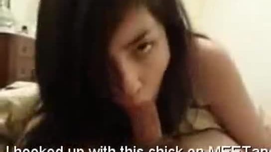 Asian gf sucks cock and gets cum in mouth
