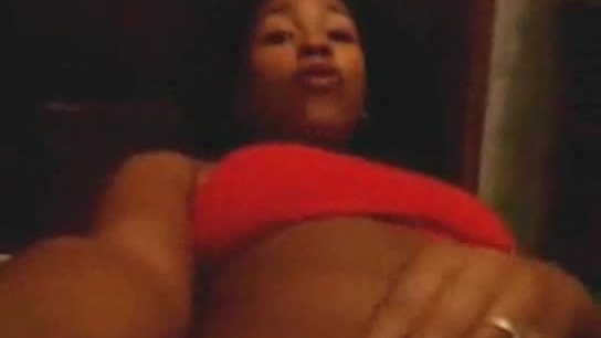 Horny ebony playing with her pussy