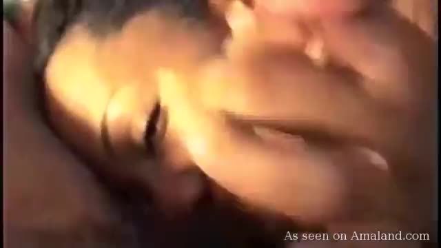 Naughty black slut gets jizzed on