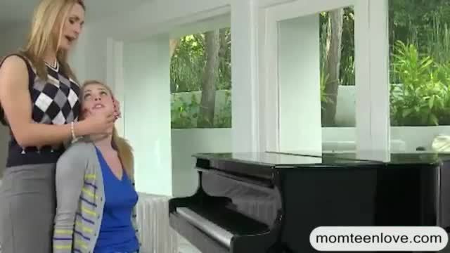 Piano lesson turns to crazy threeway sex with nasty guy